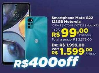 Lojas Solar Smartphone moto g22 128gb motorola oferta