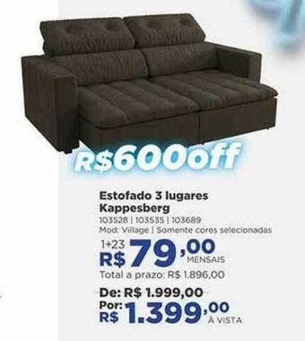 Lojas Solar Estofado 3 lugares kappesberg oferta