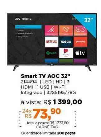 Lojas TaQi Smart tv aoc 32 oferta