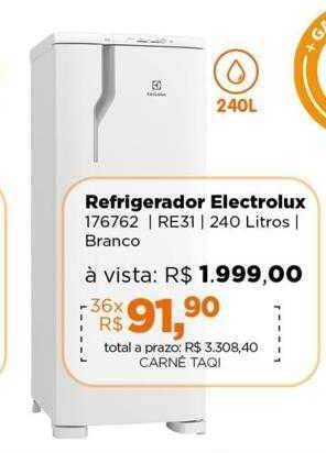 Lojas TaQi Refrigerador electrolux oferta