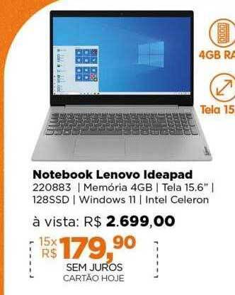 Lojas TaQi Notebook lenovo ideapad oferta