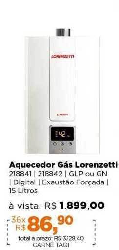 Lojas TaQi Aquecedor gás lorenzetti oferta