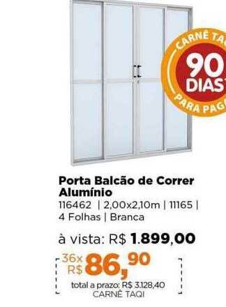 Lojas TaQi Porta balcão de correr alumínio oferta