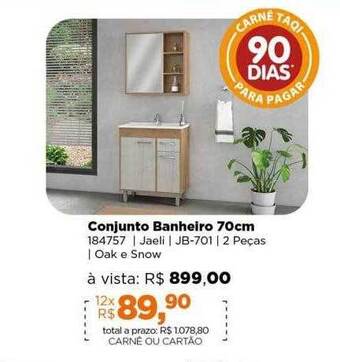 Lojas TaQi Conjunto banheiro 70cm oferta
