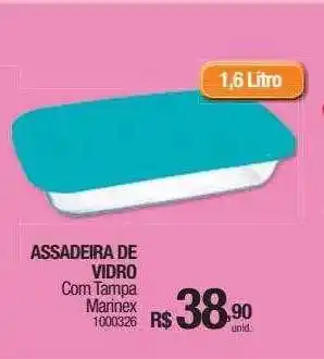 Assadeira de vidro com tampa marinex