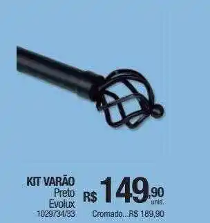 Milium Kit varão preto evolux oferta