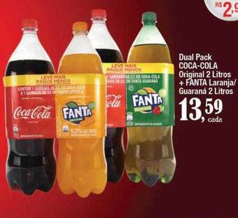 Supermercados Unidos Dual pack coca-cola original + fanta laranja-guaraná oferta