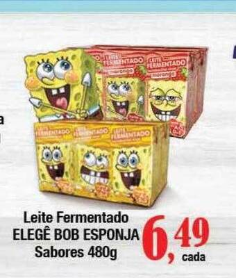 Supermercados Unidos Leite fermentado elegê bob esponja sabores oferta