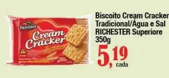 Biscoito cream cracker tradicional-água e sal richester superiore