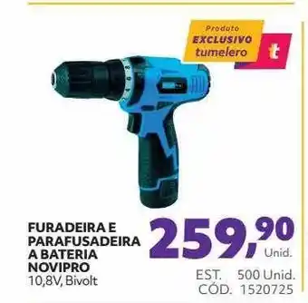 Furadeira e parafusadeira a bateria novipro