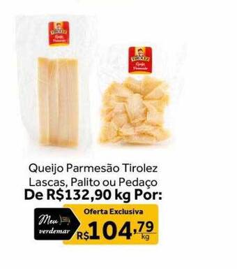 Verdemar Supermercado Queijo parmesão tirolez lascas palito ou pedaço oferta