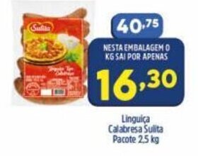 Arena Atacado Linguica Calabresa Sulita pacote 2.5kg oferta
