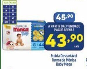 Arena Atacado Fralda Descartavel Turma da Monica Baby Mega oferta