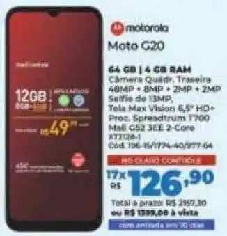 Lojas Becker Motorola moto g20 oferta