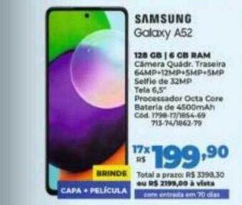 Lojas Becker Samsung galaxy a52 oferta