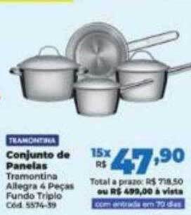 Lojas Becker Conjunto de panelas tramontina oferta