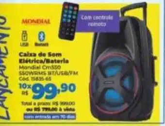 Lojas Becker Caixa de som elétrica bateria mondial oferta