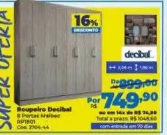 Lojas Becker Roupeiro decibal 16% desconto oferta