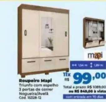 Lojas Becker Roupeiro mapi triunfo com espelho oferta