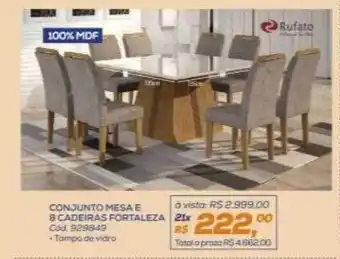 Lojas Colombo Conjunto mesa e 8 cadeiras fortaleza rufato oferta
