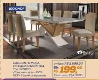 Lojas Colombo Conjunto mesa e 6 cadeiras petra refato oferta