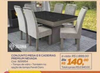Lojas Colombo Conjunto mesa e 6 cadeiras premium nevada talisma oferta