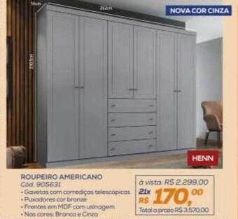 Lojas Colombo Roupeiro americano henn oferta