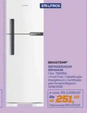 Lojas Colombo Brastemp refrigerador brm44hb 375 litros oferta