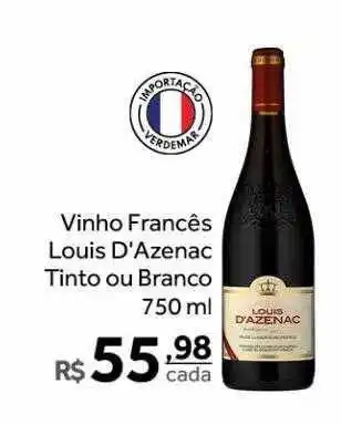 Verdemar Supermercado Vinho francês louis d'azenac tinto ou branco oferta