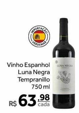 Verdemar Supermercado Vinho espanhol luna negra tempranillo oferta
