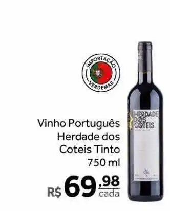 Verdemar Supermercado Vinho português herdade dos coteis tinto oferta
