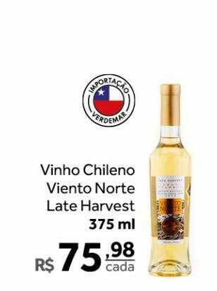 Verdemar Supermercado Vinho chileno viento norte late harvest oferta