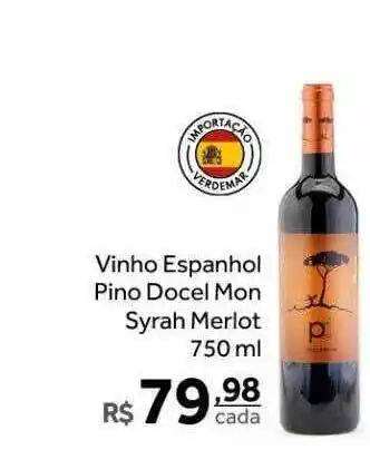 Verdemar Supermercado Vinho espanhol poino docel mon syrah merlot oferta