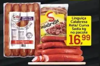 Linguiça calabresa reta curva sadia no pacote