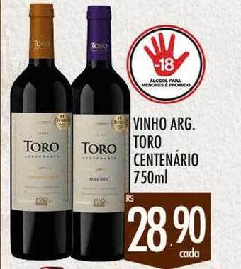 Supermercados Avenida Vinho arg. toro centenário oferta