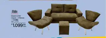 Zenir Conjunto de sofá uruguaia + 2 poltronas + puff mille oferta