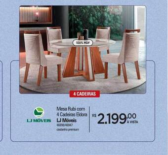 Zenir Mesa rubi com 4 cadeiras eldora lj móveis oferta