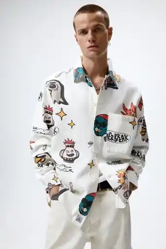 ZARA Camisa larga estampada combinada oferta