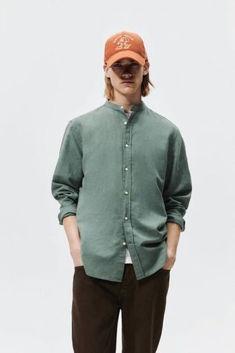 ZARA Camisa com textura em linho-algodão oferta