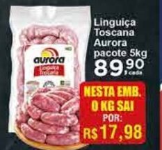 Rossi Supermercado Linguica Toscana Aurora Pacote 1kg oferta