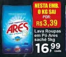 Rossi Supermercado Lava roupas em po Ares sache 1kg oferta