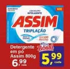 Rossi Supermercado Detergente em po Assim 800g oferta