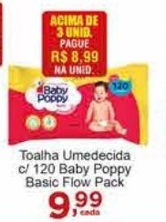 Rossi Supermercado Toalha Umedecida c/120 baby Poppy Basic Flow Pack oferta