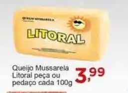 Rossi Supermercado Queijo Mussarela Litoral ou pedaco cada 100g oferta