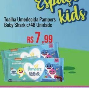 Mart Minas Toalha umedecida pampers baby shark c/48 unidade oferta