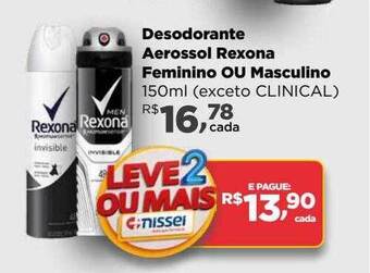 Farmácias Nissei Desodorante aerossol rexona feminino ou masculino oferta
