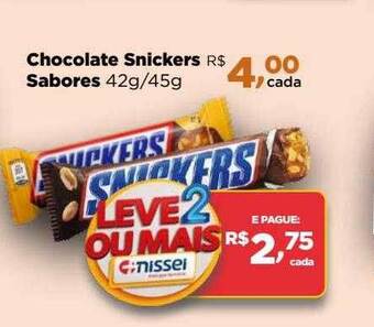 Chocolate snickers sabores