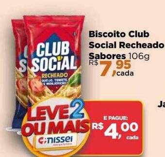 Farmácias Nissei Biscoito club social recheado sabores oferta