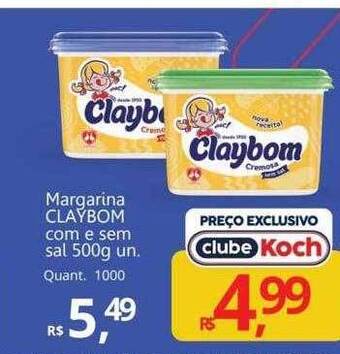 Supermercados Koch Margarina claybom com e sem sal oferta