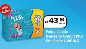 Drogasmil Fralda adulto bem estar confort plus econômica l20p18 oferta